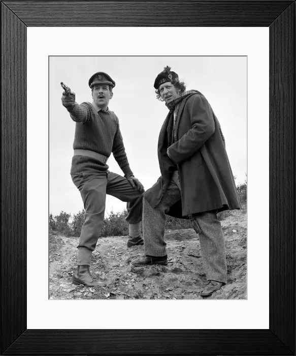 Framed Print : Tom Baker as Doctor Who seen here with Nicholas Courtney who plays Brigadier Lethbridge