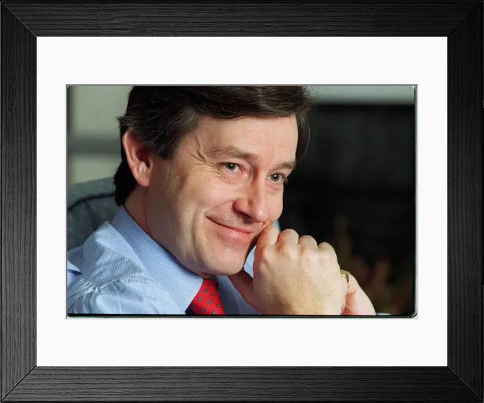 Framed Print : Stephen Dorrell MP, Secretary of State for Health in his private office at the Ministry
