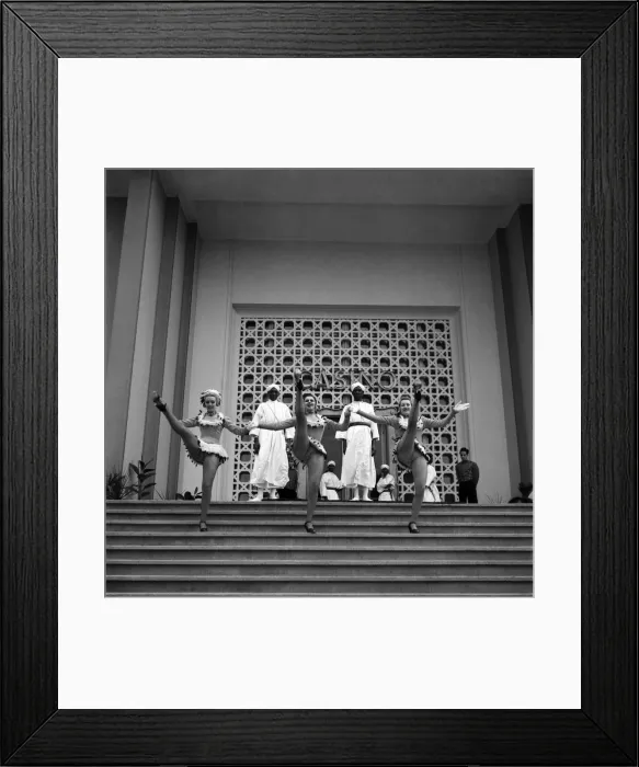 Framed Print : Girls dancing on the steps of the casino in Marrakech, Morocco December 1952 Framed Print : Girls dancing on the steps of the casino in Marrakech, Morocco December 1952