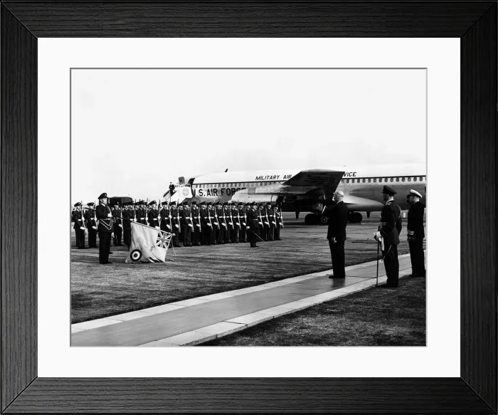 Framed Print : President Dwight D Eisenhower Aug 1959 arriving at London airport inspecting RAF Guard of