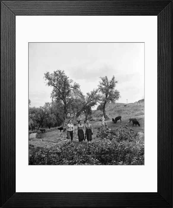 Framed Print : Two French actresses walk through countryside near Marrakech Framed Print : Two French actresses walk through countryside near Marrakech