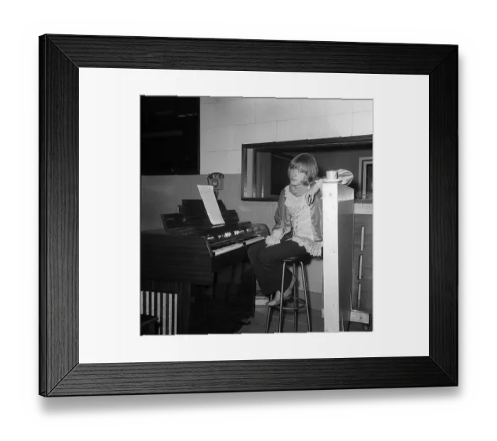 Framed Print : Rolling Stones: Brian Jones at Melotron keyboard sitting in the Olympic Recording Studio Framed Print : Rolling Stones: Brian Jones at Melotron keyboard sitting in the Olympic Recording Studio