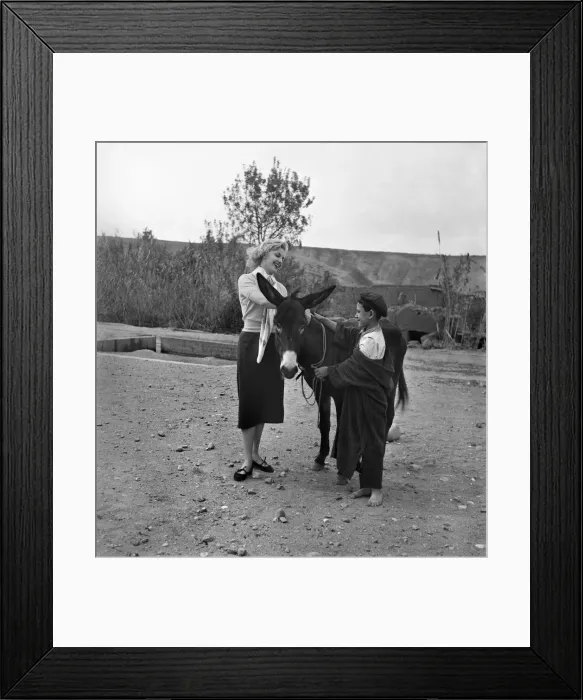 Framed Print : A French actress meets a local boy and his donkey in the countryside of Morocco Framed Print : A French actress meets a local boy and his donkey in the countryside of Morocco