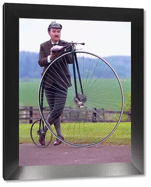 Ian Bean, with an ordinary or high bicycle, during the Beamish Museum Cycle Meet