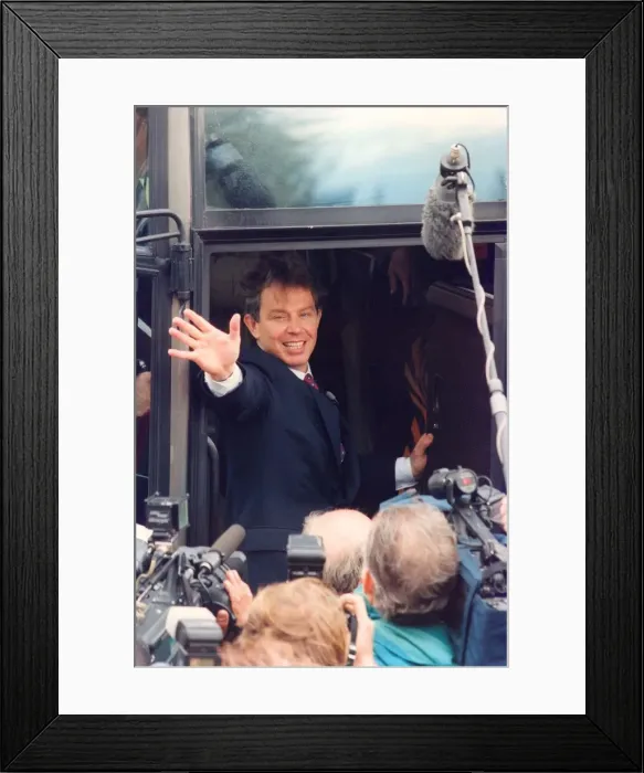 Framed Print : Prime Minister Tony Blairs election roadshow comes to Trimdon in county Durham Framed Print : Prime Minister Tony Blairs election roadshow comes to Trimdon in county Durham