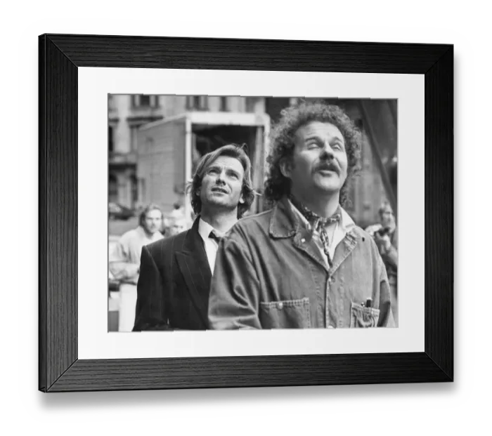 Framed Print : Sting and film director Mike Figgis on location in Newcastle during the filming of Framed Print : Sting and film director Mike Figgis on location in Newcastle during the filming of