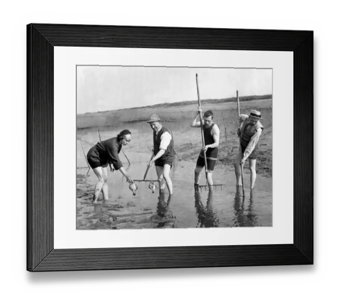 Framed Print : Fishing on Kirton Marsh in the wash, Lincolnshire June 1923 Framed Print : Fishing on Kirton Marsh in the wash, Lincolnshire June 1923