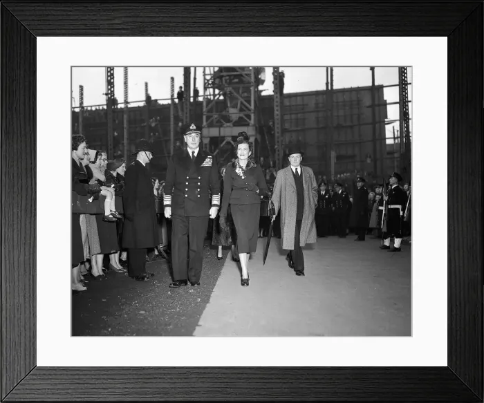 Framed Print : Lord and Lady Mountbatten visiting Tynside to launch a new Naval Frigate 1955 Framed Print : Lord and Lady Mountbatten visiting Tynside to launch a new Naval Frigate 1955