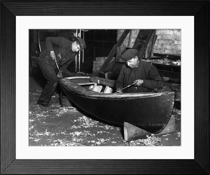 Framed Print : Lawrie Brothers of Glasgow 1920s Making dinghy boats from compressed wood fibre