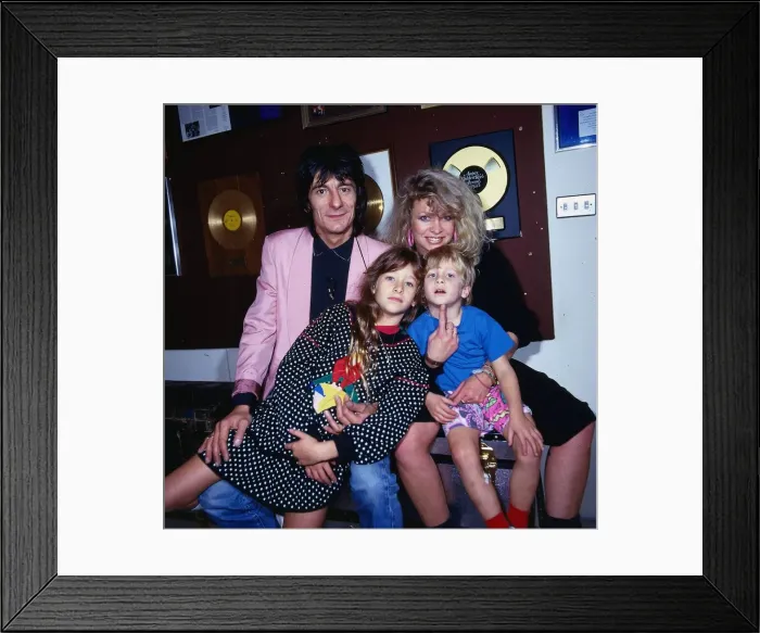 Framed Print : Ronnie Wood with his family October 1988