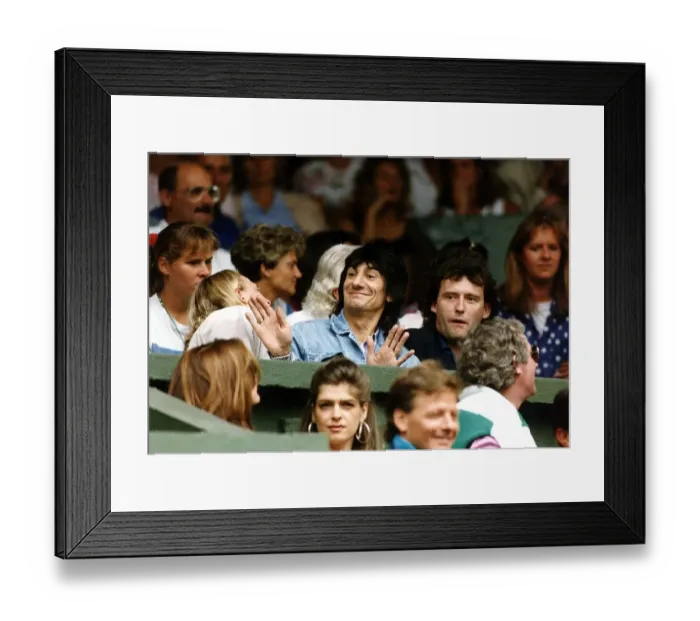 Framed Print : Ronnie Wood of the Rolling Stones with Jimmy White at Wimbledon 27th June 1992