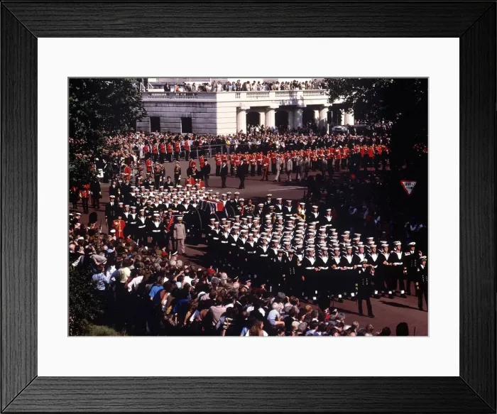 Framed Print : Funeral of Earl Mountbatten September 1979 Bearer party from HMS Mercury with Framed Print : Funeral of Earl Mountbatten September 1979 Bearer party from HMS Mercury with