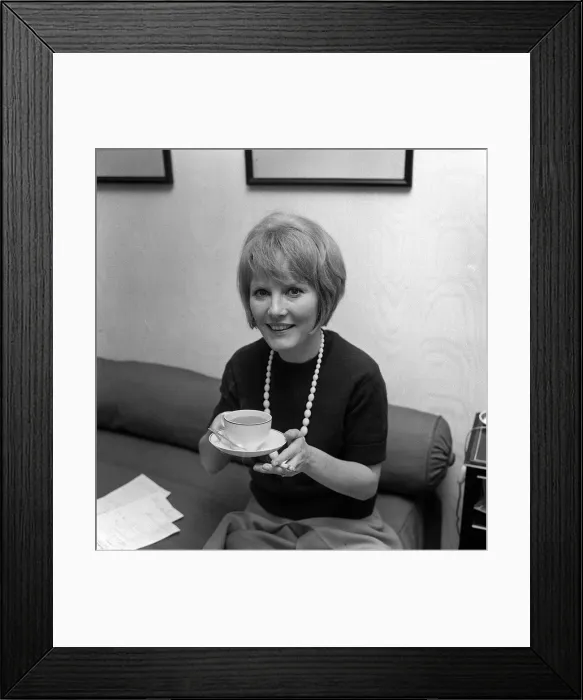 Framed Print : Petula Clark holding a cup of tea. April 1964 She