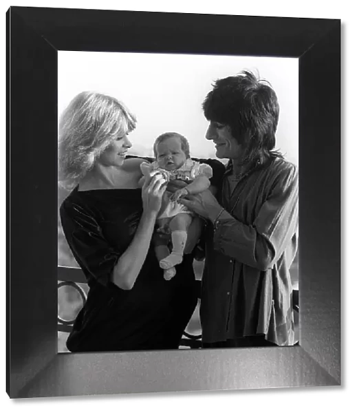 Ronnie Wood with his wife former model Jo Howard and their baby daughter Leah aged five