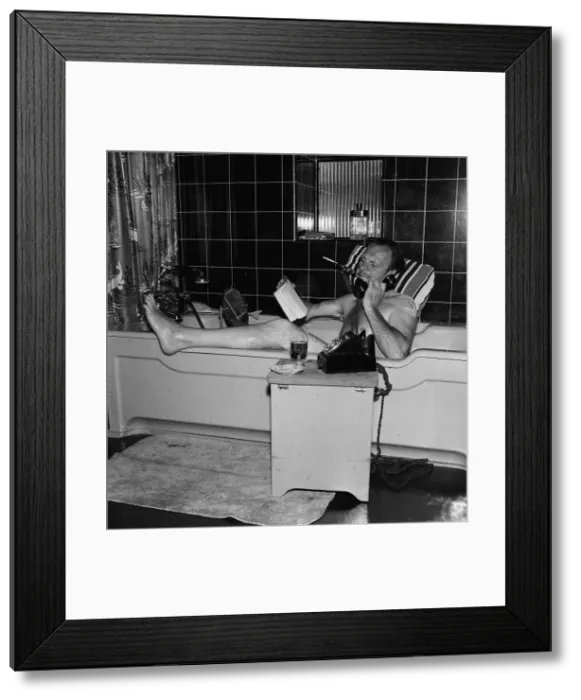 Framed Print : Terry Thomas in a bath 1959 Gap toothed, dark haired Framed Print : Terry Thomas in a bath 1959 Gap toothed, dark haired