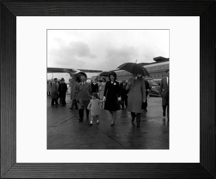 Framed Print : Mrs Jacqueline Kennedy and her 4 yr old son John and daughter Caroline 7 dressed in