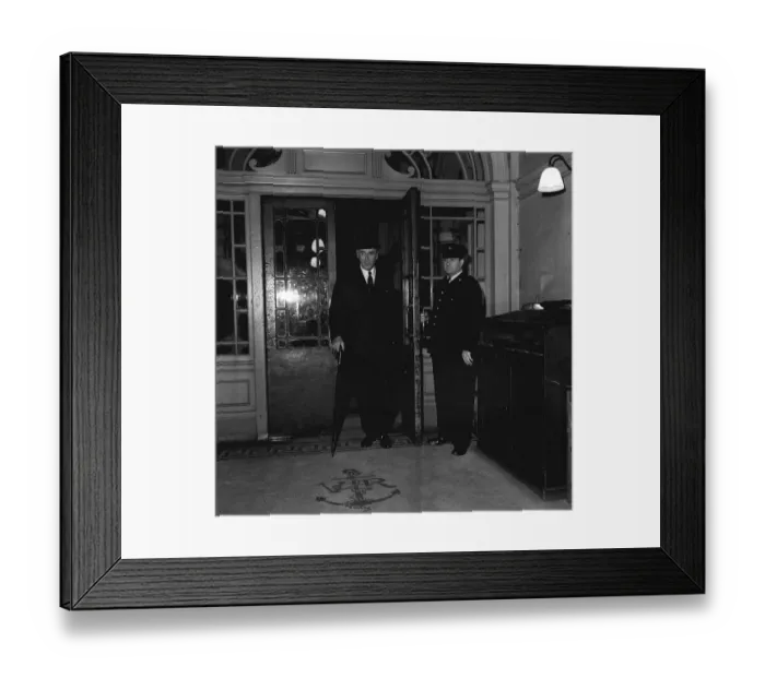 Framed Print : Lord Mountbatten leaving Admiralty House after being promoted from First Lord to Chief of Framed Print : Lord Mountbatten leaving Admiralty House after being promoted from First Lord to Chief of