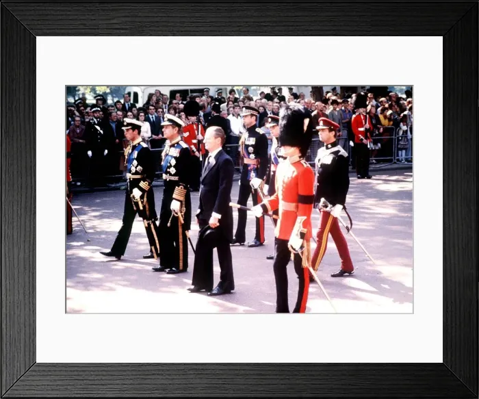 Framed Print : Prince Charles, Prince Philip and designer David Hicks D at the funeral of Lord Framed Print : Prince Charles, Prince Philip and designer David Hicks D at the funeral of Lord