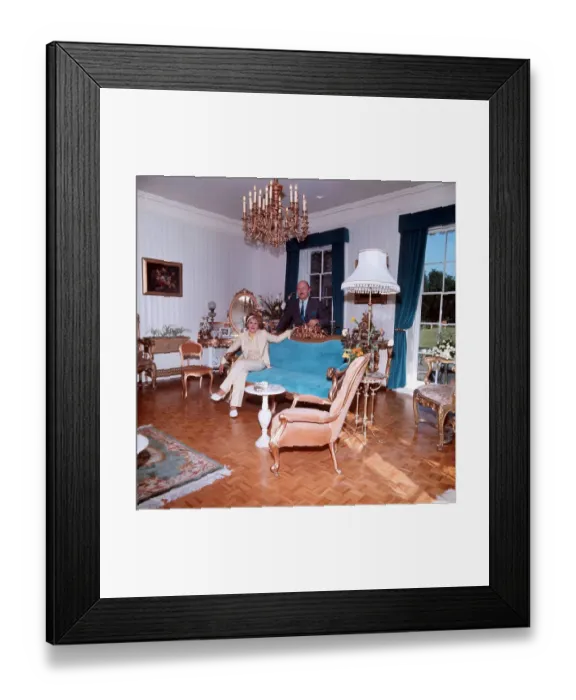Framed Print : John and Fanny Cradock in the drawing of their new home near Watford Framed Print : John and Fanny Cradock in the drawing of their new home near Watford
