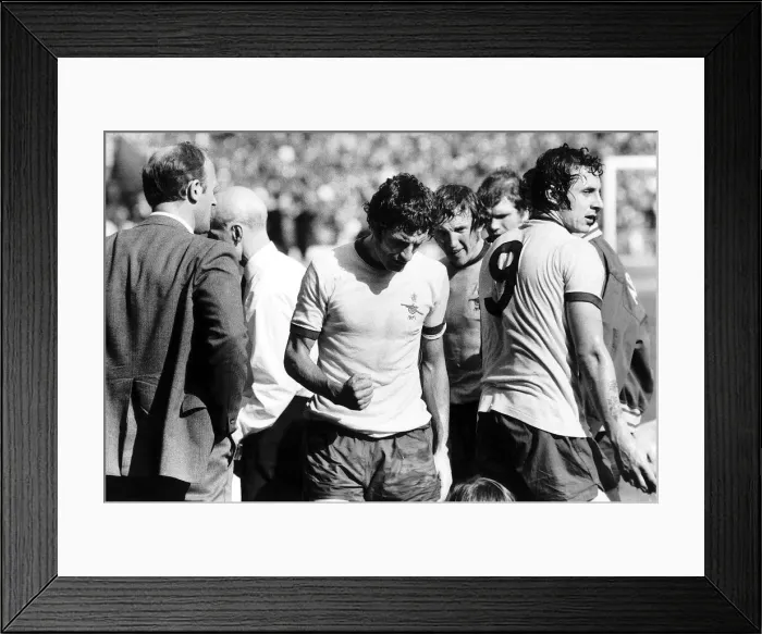 Framed Print : Frank Mclintock clenchs fist during the break in extra time which Arsenal went Framed Print : Frank Mclintock clenchs fist during the break in extra time which Arsenal went