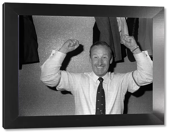 Bertie Mee Arsenal manager celebrating May 1971 in dressing room after Arsenal had