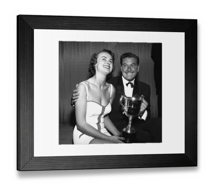 Framed Print : Errol Flynn with Beauty Queen September 1956 vfr1 Framed Print : Errol Flynn with Beauty Queen September 1956 vfr1