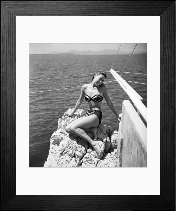 Framed Print : South of France. Yvonne Viseux at Eden Rock. (Miss France 1947). August 1950 O25463-005 Framed Print : South of France. Yvonne Viseux at Eden Rock. (Miss France 1947). August 1950 O25463-005