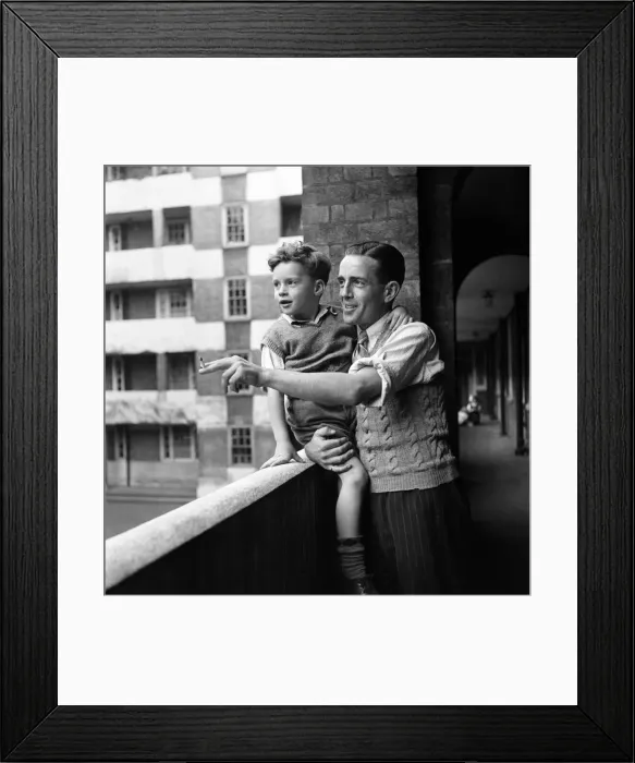 Framed Print : Father playing with his young son in Westminster, London. September 1950 O25749-003