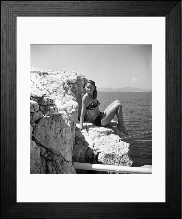 Framed Print : South of France. Yvonne Viseux at Eden Rock. (Miss France 1947). August 1950 O25463-002 Framed Print : South of France. Yvonne Viseux at Eden Rock. (Miss France 1947). August 1950 O25463-002