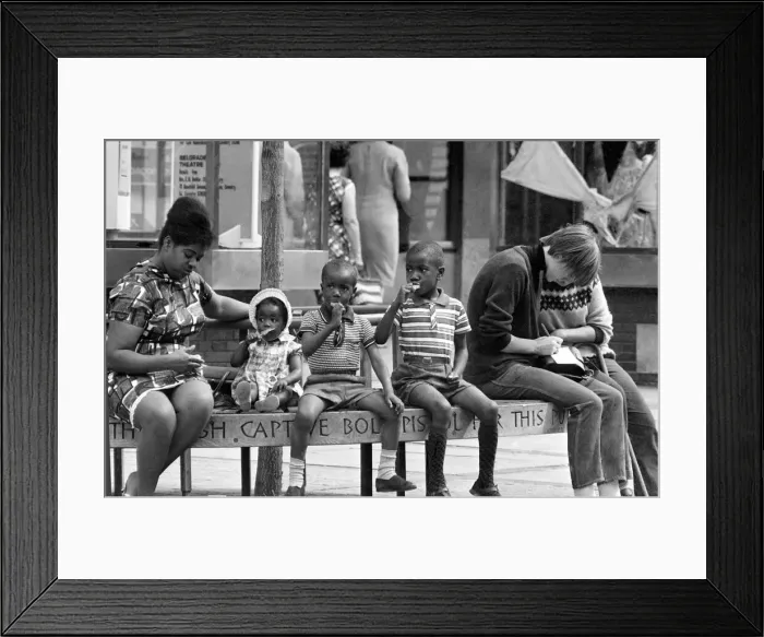 Framed Print : Children eating ice creams in Coventrys Precinct shopping centre