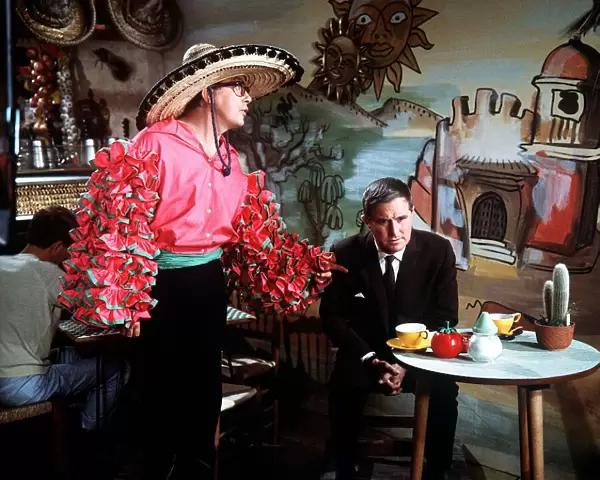 Morecambe and Wise comedians in a scene from the film The Intelligence Men
