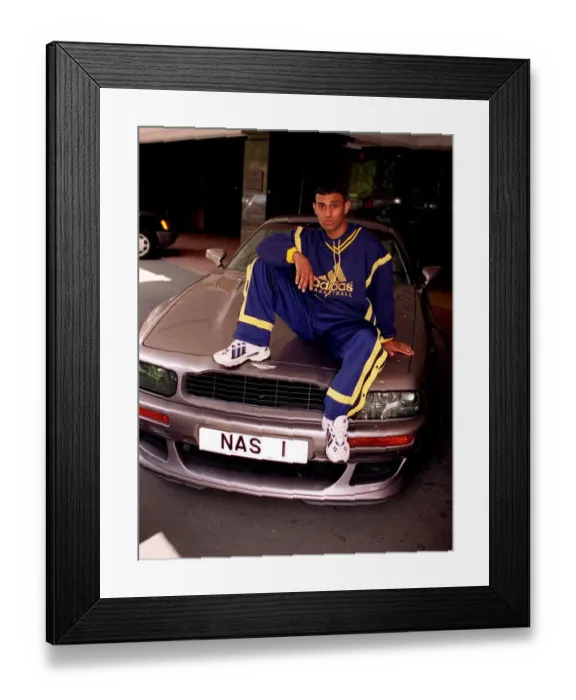 Framed Print : BOXER PRINCE NASEEM HAMED WITH HIS NEW 230, 000 ASTON MARTIN SPORTS CAR IN LONDON