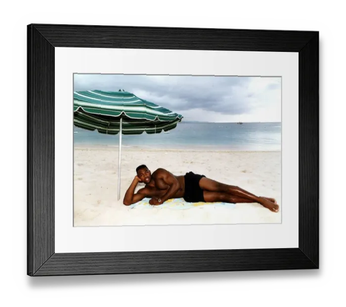 Framed Print : Lennox Lewis on holiday in Montego Bay Jamaica dbase