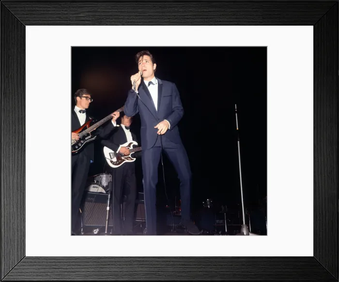 Framed Print : Cliff Richard and The Shadows at the NME pop festival singing on stage Music