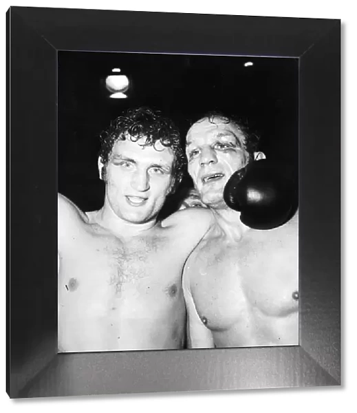 Joe Bugner boxer left and Henry Cooper who was beaten after 15 rounds on points alone