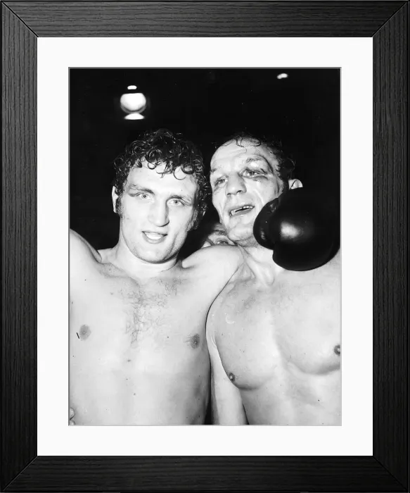 Framed Print : Joe Bugner boxer left and Henry Cooper who was beaten after 15 rounds on points alone