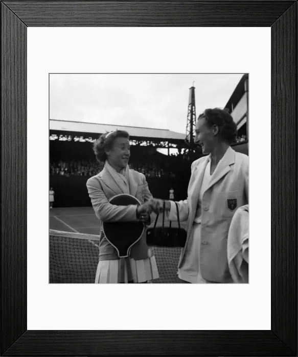 Framed Print : Wimbledon - Wightman Cup Misses Maureen Connolly and J. j. Walker Smith. June 1952 C2998 Framed Print : Wimbledon - Wightman Cup Misses Maureen Connolly and J. j. Walker Smith. June 1952 C2998