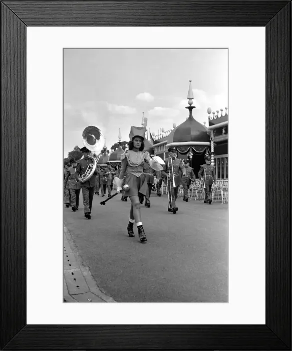 Framed Print : Marching band on Parade at Battesea Pleasure Garden. June 1952 C3050-004 Framed Print : Marching band on Parade at Battesea Pleasure Garden. June 1952 C3050-004