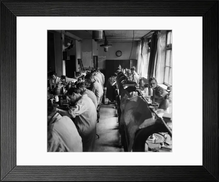 Framed Print : Diamond Cutters in a London diamond merchants. June 1952 C3023 - 001 Framed Print : Diamond Cutters in a London diamond merchants. June 1952 C3023 - 001