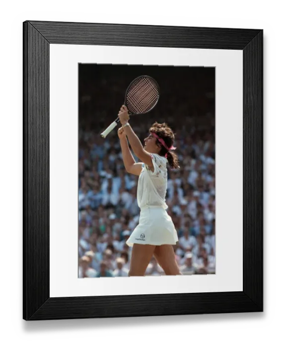 Framed Print : Wimbledon. Gabriella Sabatini, Andre Agassi, David Wheaton action. July 1991 91-4353-093