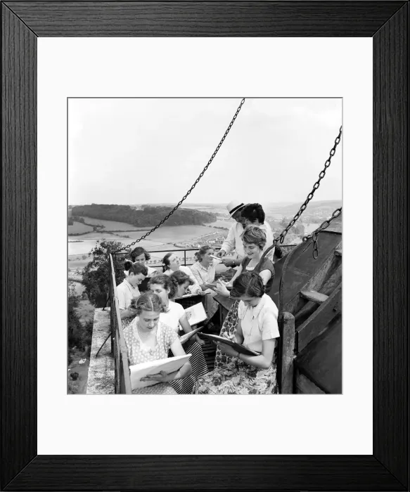 Framed Print : Women of West Wycombe in Buckinghamshire seen here at the top of the church clock tower Framed Print : Women of West Wycombe in Buckinghamshire seen here at the top of the church clock tower
