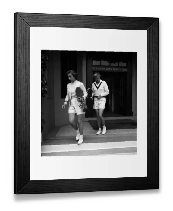 Framed Print : Miss Mary Connolly and Mrs. Louise Brough competing in Wightman Cup at Wimbledon