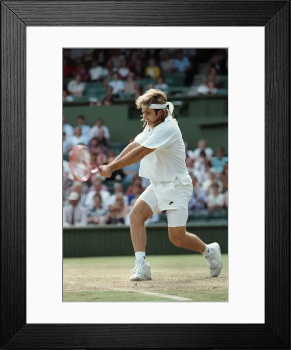 Framed Print : Wimbledon. Andre Agassi v. David Wheaton. July 1991 91-4353-085 Framed Print : Wimbledon. Andre Agassi v. David Wheaton. July 1991 91-4353-085