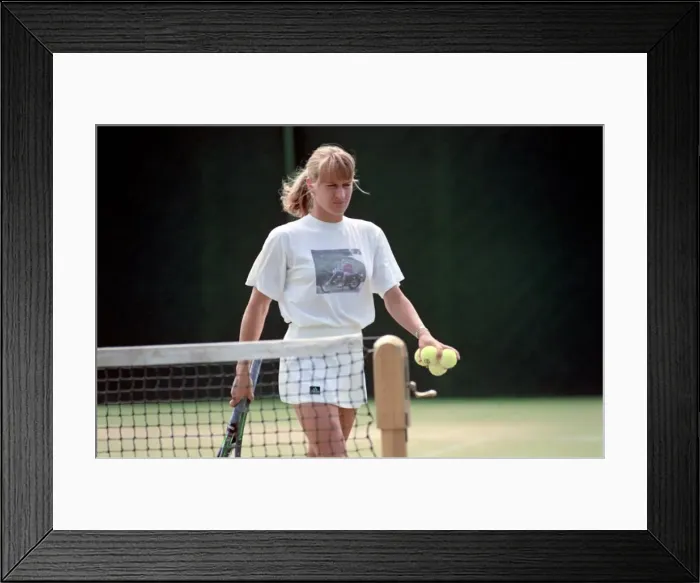 Framed Print : Wimbledon Tennis. Steffi Graf Training. July 1991 91-4291-019 Framed Print : Wimbledon Tennis. Steffi Graf Training. July 1991 91-4291-019