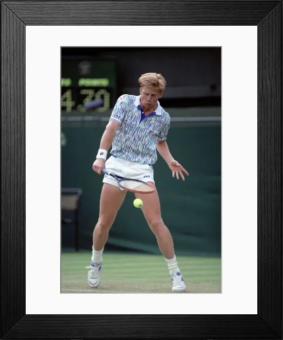 Framed Print : Wimbledon Tennis. Boris Becker Wearing Banned Shirt. June 1989 89-3895-023 Framed Print : Wimbledon Tennis. Boris Becker Wearing Banned Shirt. June 1989 89-3895-023