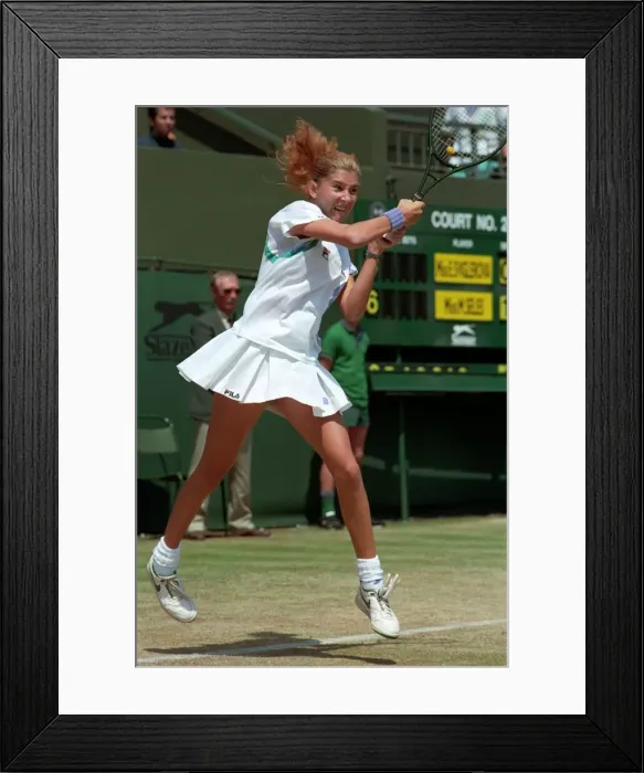 Framed Print : Wimbledon Tennis. Monica seles. Action. June 1989 89-3908-057 Framed Print : Wimbledon Tennis. Monica seles. Action. June 1989 89-3908-057