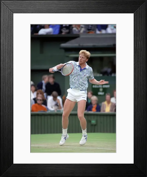 Framed Print : Wimbledon Tennis. Boris Becker Wearing Banned Shirt. June 1989 89-3895-014 Framed Print : Wimbledon Tennis. Boris Becker Wearing Banned Shirt. June 1989 89-3895-014