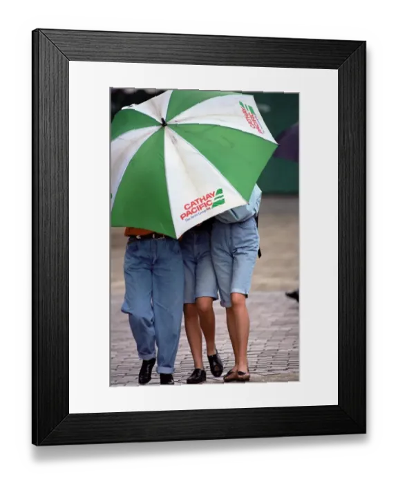 Framed Print : Wimbledon Tennis. Weather Rain Pix. June 1989 89-3840-005