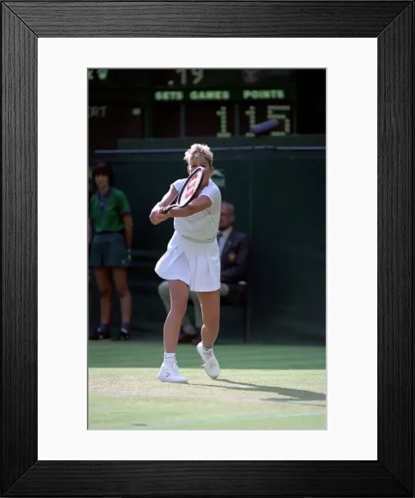 Framed Print : Wimbledon Tennis. Chris Evert. Tennis Action. June 1989 89-3895-039 Framed Print : Wimbledon Tennis. Chris Evert. Tennis Action. June 1989 89-3895-039