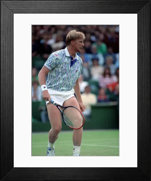 Framed Print : Wimbledon Tennis. Boris Becker Wearing Banned Shirt. June 1989 89-3895-026 Framed Print : Wimbledon Tennis. Boris Becker Wearing Banned Shirt. June 1989 89-3895-026